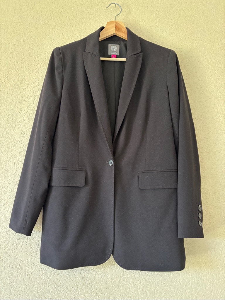 Vince Camuto Black Women's Single-Button Blazer Jacket